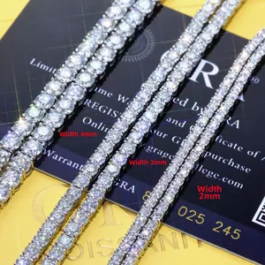Macro shot of S925 silver moissanite tennis bracelets in 2mm, 3mm and 4mm widths