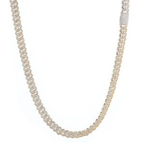 Collana da uomo hip hop Cuban link da 12mm placcata in oro con zirconi incastonati