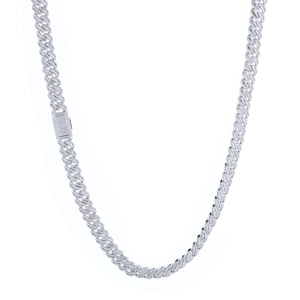 Collana cubana da uomo 12mm in argento con scintillanti pietre di zircone incastonate