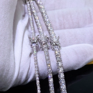 Detail view of 3mm to 5mm S925 sterling silver tennis bracelets with double lock clasp