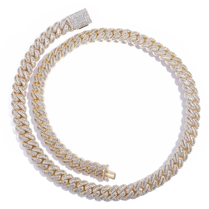 Collana a catena Cuban Link da 12mm ghiacciata con zirconi misti in oro