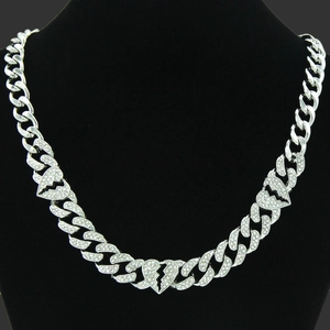 Collana con Ciondolo a Cuore Spezzato in Lega Hip Hop con Strass Catena a Maglia Cubana Iced Out per Uomo Donna Gioielli da Club Party