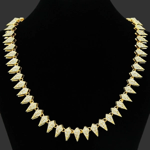 Collier Chaîne Cubaine Hip Hop Homme Iced Out Strass Alliage Chaîne Or Argent Géométrique Punk Streetwear Bijoux de Fête
