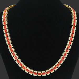Collar Pulsera de Cadena de Eslabones Cubanos Iced Out Hip Hop para Hombre Aleación Strass Rojo Blanco Joyería Streetwear Accesorio