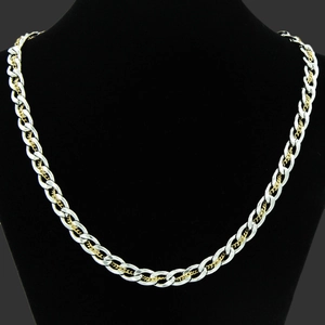 Hip Hop Two Tone Stainless Steel Curb Chain Necklace For Men Women Personalized Industrial Splicing Choker Jewelry