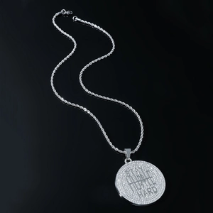 Collier Pendentif Rond Lettre Hip Hop Stay Humble Hustle Hard Chaîne Corde Acier Inoxydable Strass Alliage Bijoux Unisexe