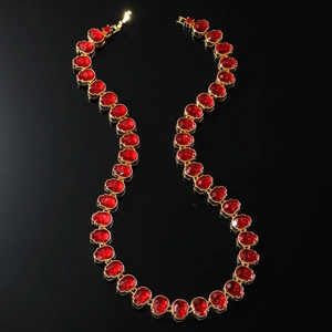 Hip Hop Heren Vergulde Legering Rode Schedel Strass Ketting Gothic Cubaanse Schakel Volledige Diamant Sieraden Cadeau