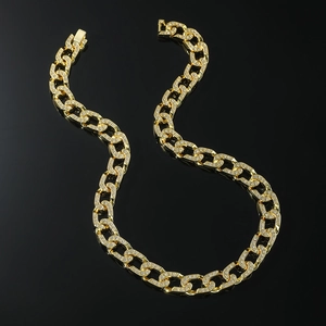 Herren Hip Hop Iced Out Panzerkette Halskette Legierung Strass Punk Stil Gold Silber Farbe Mode Schmuck Zubehör