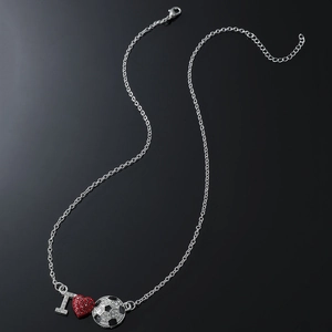 Hip Hop Alloy Rhinestone Soccer Heart Alphabet Pendant Necklace For Men I Love Football Sporty Fashion Jewelry Accessory
