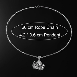 Collana hip hop con catena a corda argento e pendente a mazzetta di soldi 60cm