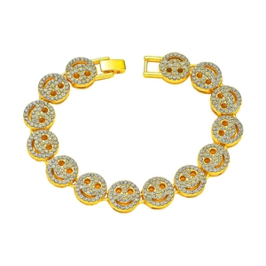 Hip Hop Iced Out Lächelndes Gesicht Armband Für Herren Legierung Strass Schmuck Punk Nachtclub Party Stil Handgelenk Zubehör