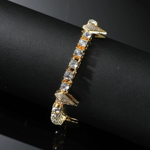 Bracelet tennis hip hop en or avec diamants étincelants et accents de pointes pour hommes