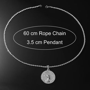 Collier chaîne torsadée argentée avec pendentif médaillon Néfertiti brillant