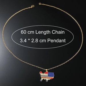 Collana hip hop dorata con ciondolo mappa USA con bandiera e catena da 60 cm