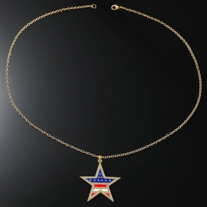 Hip hop ster hanger ketting met Amerikaanse vlag design en kristallen in goudkleur