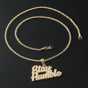 Hip Hop Goldkette mit Stay Humble Anhänger und eisgekühlter Seilkette für Herren