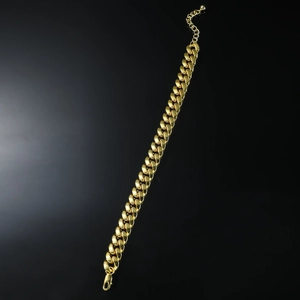 Men's minimalist gold Cuban chain anklet with lobster clasp and adjustable extension