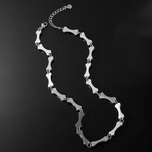 Hip Hop Bone Shape Necklace For Men Women Titanium Steel Punk Style Clavicle Chain Personalized Jewelry Fashion Gift