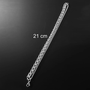 Titanium steel double chain bracelet with keel link design and lobster clasp, length 21cm