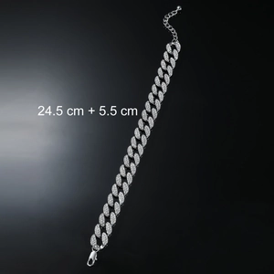 Cavigliera Cuban Link argento per uomo, 24,5 cm più catena di estensione, stile hip hop