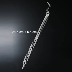 Silver iced out Cuban link anklet for men with 24.5cm plus 5.5cm extension chain
