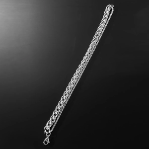 Silver stainless steel double layer dragon bone and wheat link chain bracelet for men