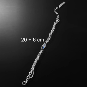 Bracelet hip-hop en acier titane argenté style lave avec doubles chaînes et breloque