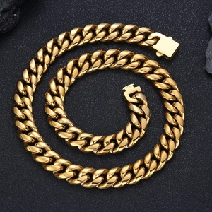 Collier Hip Hop en Acier Inoxydable Chaîne Gourmette Polie Avec Fermoir à Boîte Bijoux Streetwear Unisexe Or Argent