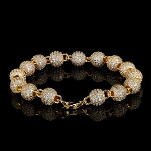 Bracelet luxueux de 8mm plaqué or avec zircons micro-pavés pour hommes