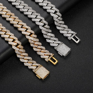 15mm double row cubic zirconia cuban link bracelets in gold and silver luxury finish