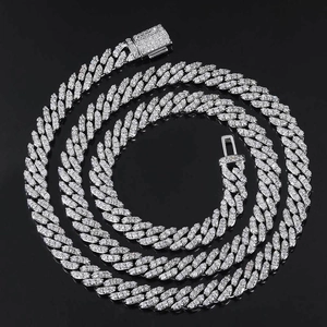 Hip Hop 8mm Iced Out Cuban Link Necklace For Men Copper Zirconia Chain Luxury Row Drill Pave Jewelry Gift For Daily Party