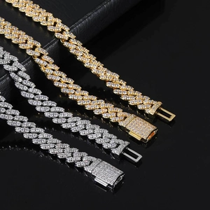 8mm iced out Cuban link chains in gold and silver finish with micro-paved zircons