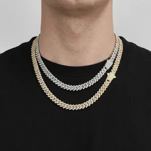 8mm Hip-Hop-Panzerketten-Set in Gold und Silber mit zweireihigem Zirkonia-Steinbesatz