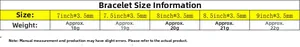 Size chart for thorn tennis bracelet showing lengths from 7 to 9 inches and 3.5mm width