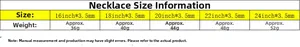 Size chart for thorn tennis chain necklace showing weight and length from 16 to 24 inches
