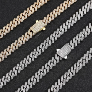Hip-Hop 8mm Cuban Link Kette mit Zirkonia-Besatz in Gold und Silber für Herren