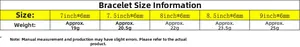 Size chart for 6mm zircon tennis bracelet showing lengths from 7 to 9 inches and weights
