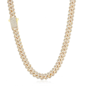 8mm vergoldete Iced Out Cuban Link Kette mit Zirkonia-Steinen und Kastenverschluss
