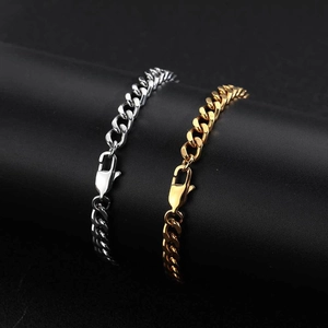 6mm stainless steel Cuban link bracelet for men in gold and silver finishes