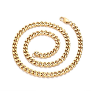Chaîne cubaine classique de 6mm en acier inoxydable doré avec fermoir mousqueton homme