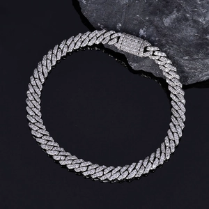 Bracelet Maille Gourmette Hip Hop en Cuivre Zirconia Incrusté à une Rangée Bijoux de Main de Luxe Iced Out Pour Hommes Femmes