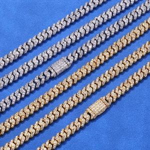 Hip hop 6mm iced out Cuban link chain with gold and silver finishes and zircon stones