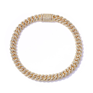 Bracelet gourmette cubaine 6mm plaqué or avec zircons brillants pour hommes de luxe