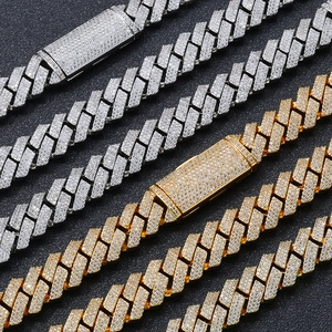 16mm Iced Out Cuban Link Chain in gold and silver finish with triple row zircon diamonds