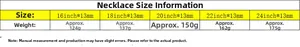 Size chart for 13mm Cuban link necklace with length options from 16 to 24 inches