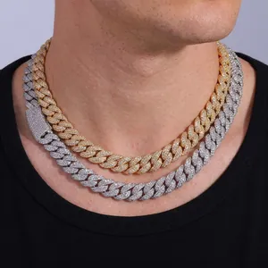 Hip-hop 13mm double row zircon bubble Cuban necklaces in gold and silver finish