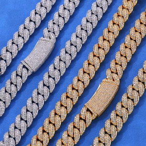 Hip Hop 13mm Double Row Zirconia Iced Out Cuban Link Chain Necklace Bracelet Set Copper Men Street Jewelry Gold Silver