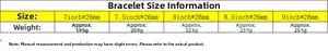 Size chart for 26mm Cuban link bracelet showing lengths 7 to 9 inches and weight details