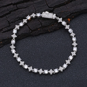 Bracciale Tennis Hip Hop Uomo Stella Zirconia Rame Iced Out Gioielli Bracciale Link Stella Per Uomo Donna Festa Gioielli Decorativi