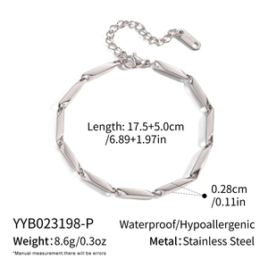 Polished stainless steel bracelet specifications showing dimensions and weight 8.6g